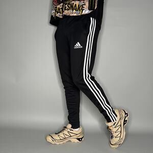 Vintage Y2K Adidas Sweatpants Mens S Slim Fit Black White 3 Stripes Joggers